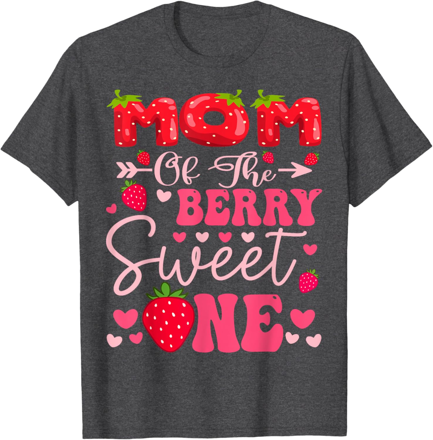 Mom Of The Berry Sweet One Strawberry First Birthday Girl T-Shirt - 3