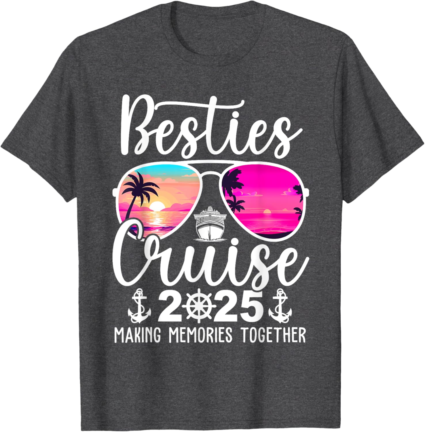 Besties Cruise 2025 Summer Vacation T-Shirt for Fun Travel Memories - 21