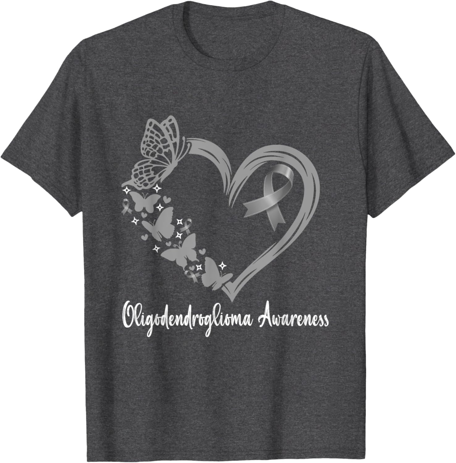 Oligodendroglioma Awareness Warrior Heart T-Shirt for Support & Unity - 2