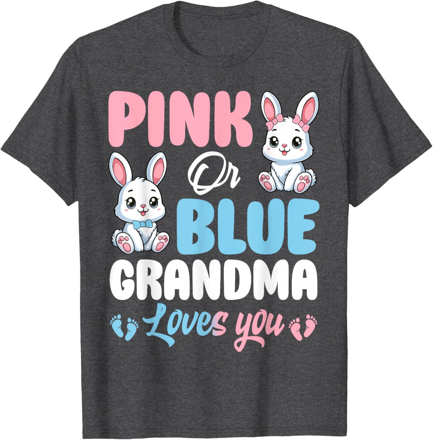 Pink or Blue Grandma Loves You Bunny Gender Reveal T-Shirt for Kids - 17