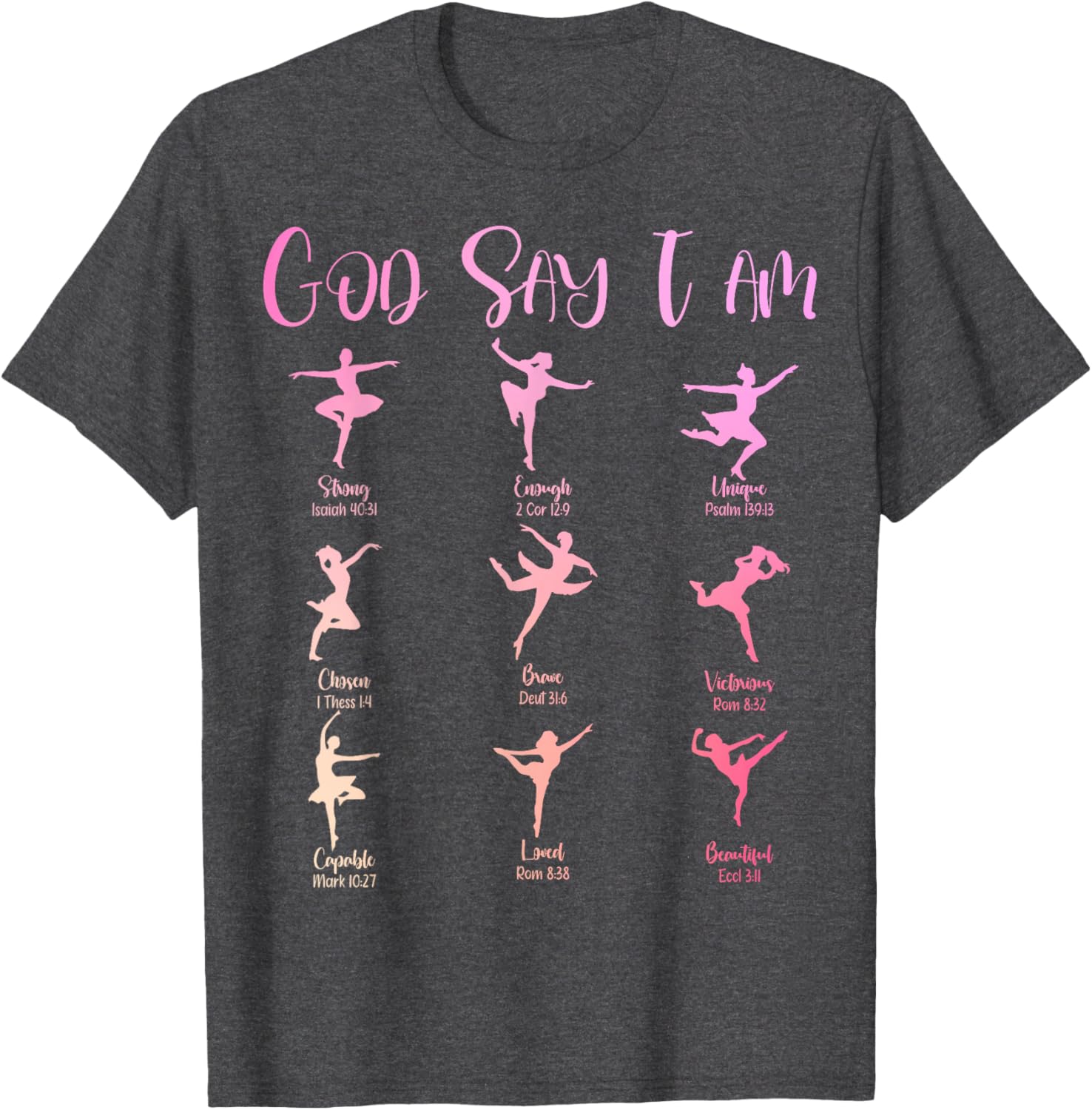 Christian God Says I Am Cute Pink Ballet Dancer T-Shirt for Girls - 3