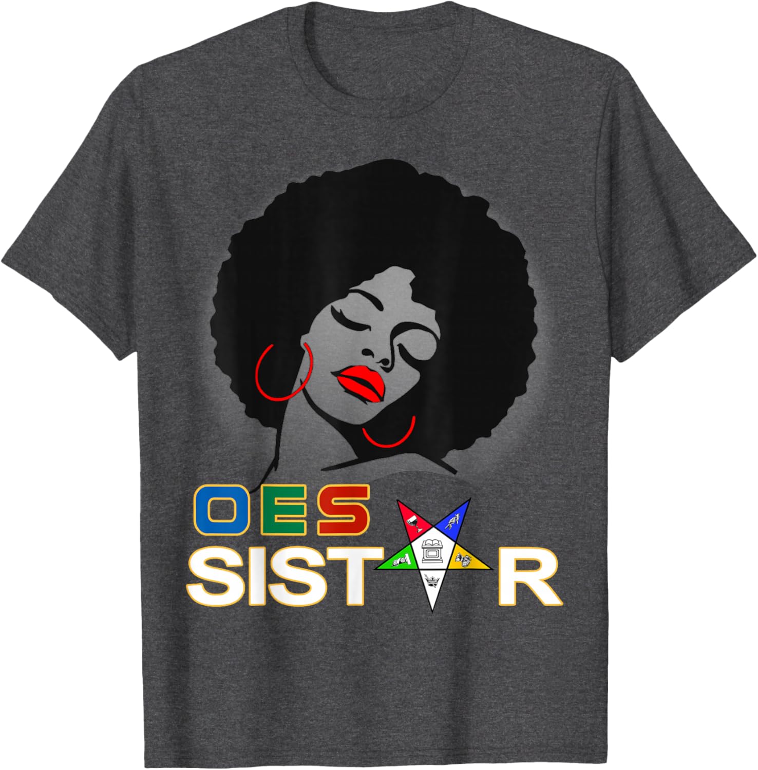 Beautiful Red Afro Earrings and Sistar Eastern Star T-Shirt for Girls - 11