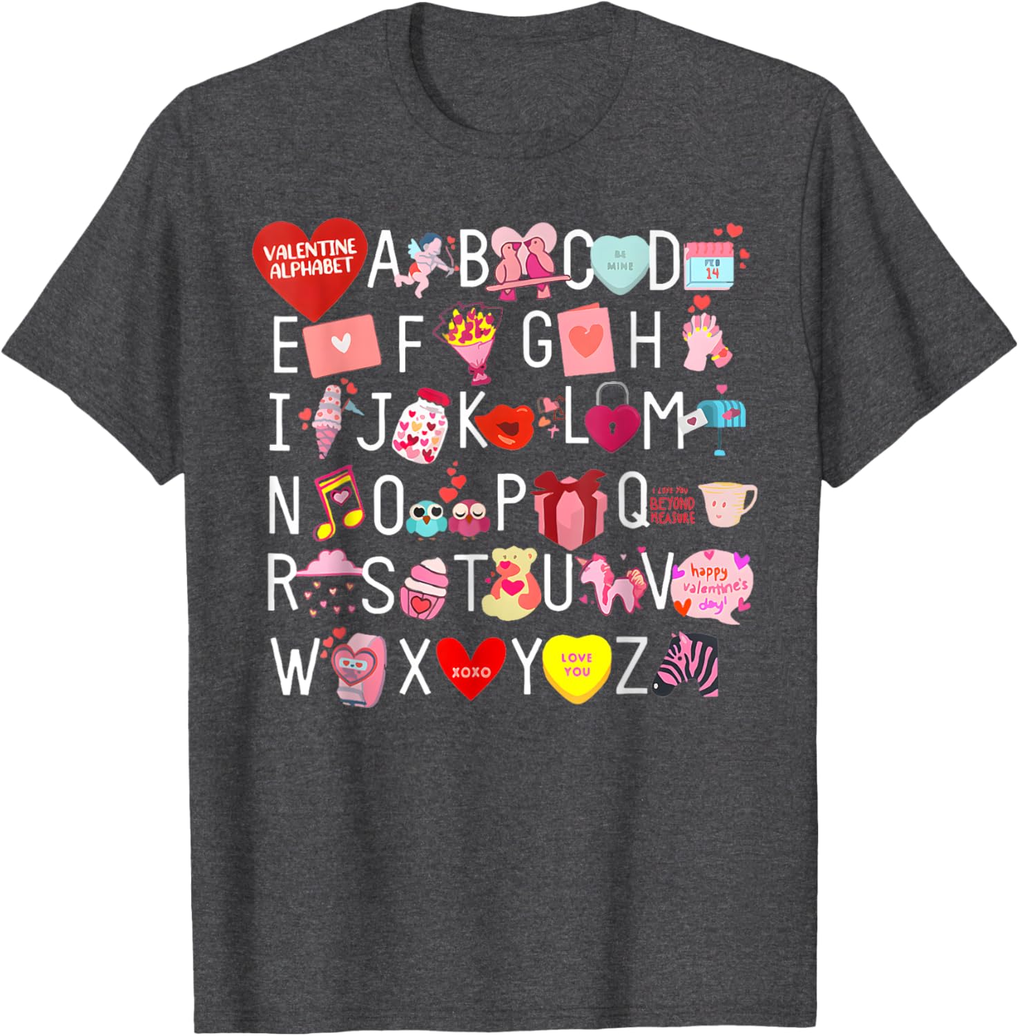 Funny ABC Teacher Appreciation Valentine's Day T-Shirt for Educators - 5