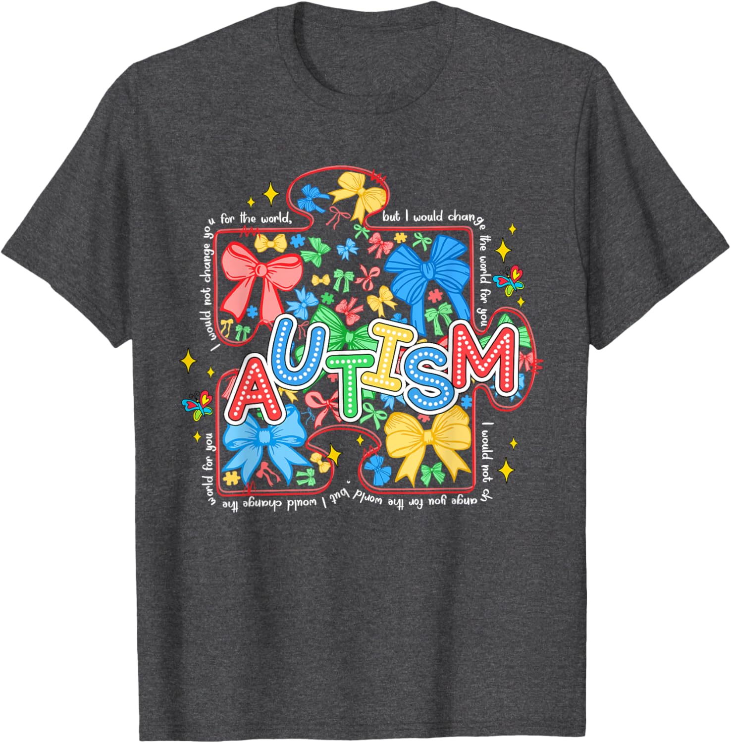 Autism Awareness Puzzle Bow Women's T-Shirt Cute and Stylish Design - 5