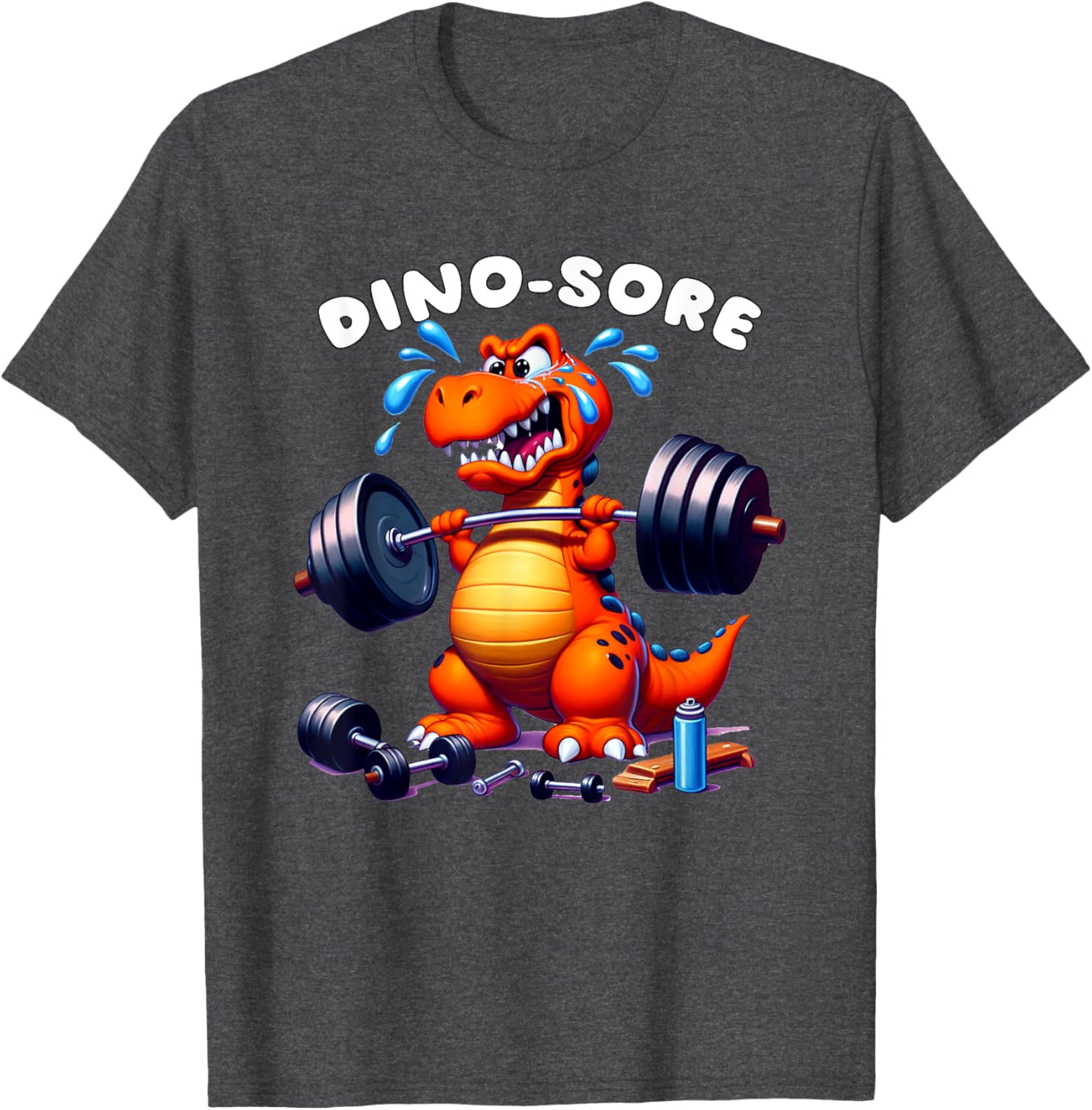 Dino Sore Gym T-Shirt for Fitness Lovers - Fun Lifting Weights Design - 11