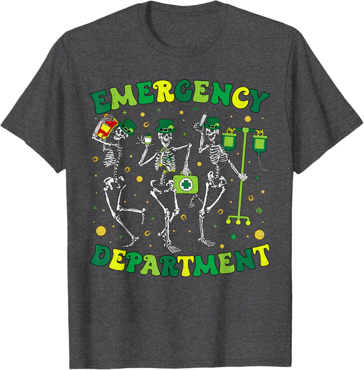St Patricks Day Skeleton T-Shirt for Emergency Department Fun - 21