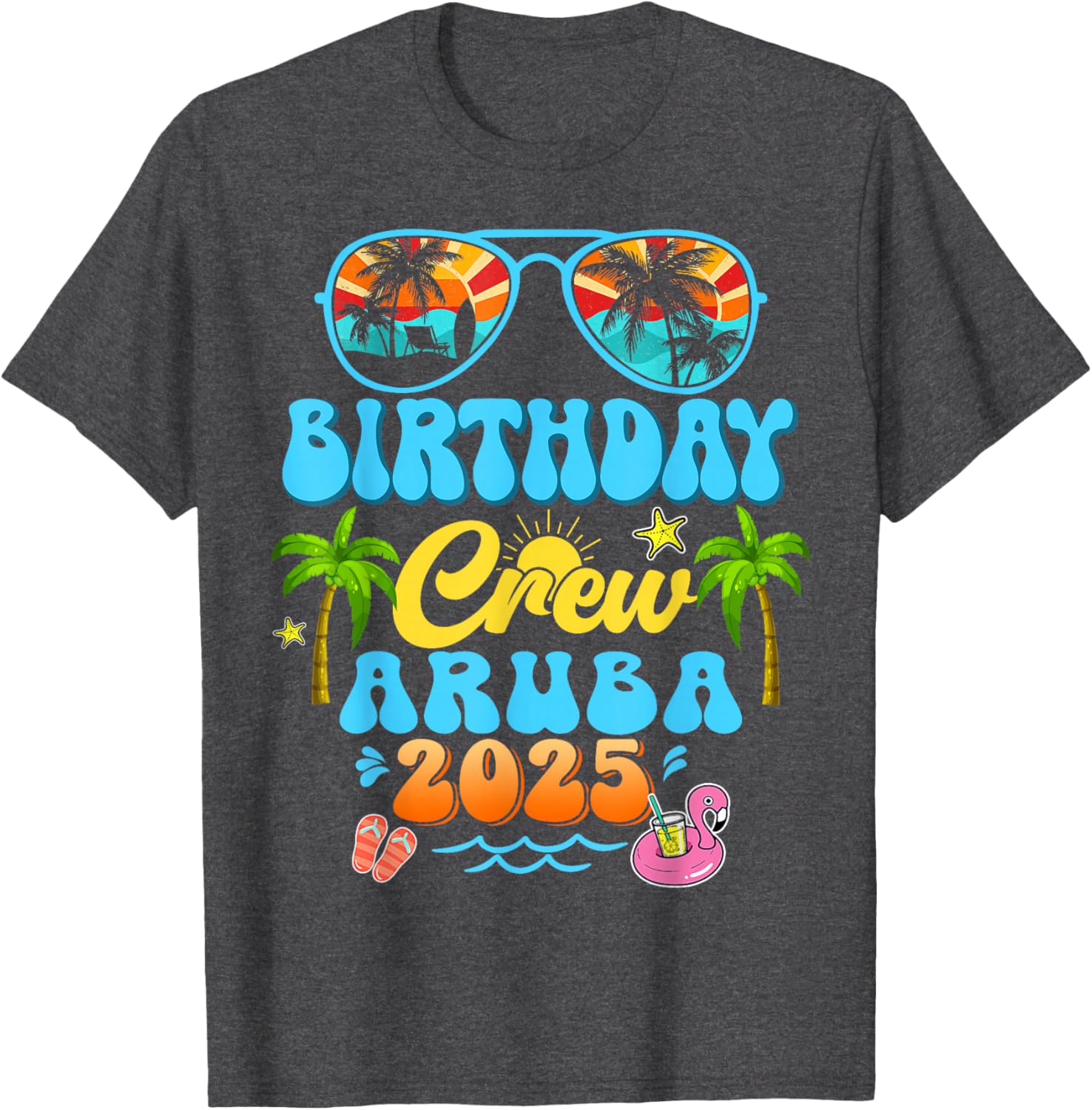 Aruba Birthday Crew Vacation Cruise 2025 Summer Group Trip T-Shirt - 11