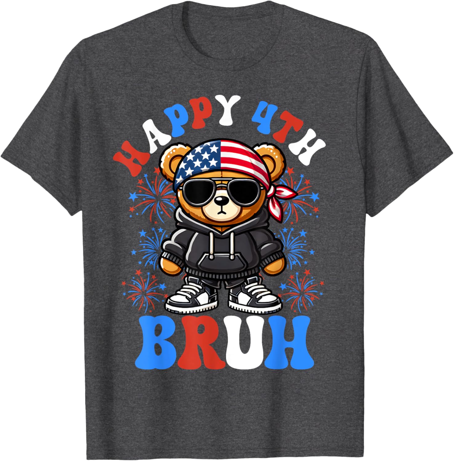 Happy 4th of July Hip Hop Teddy Bear T-Shirt for Boys and Teens - 6