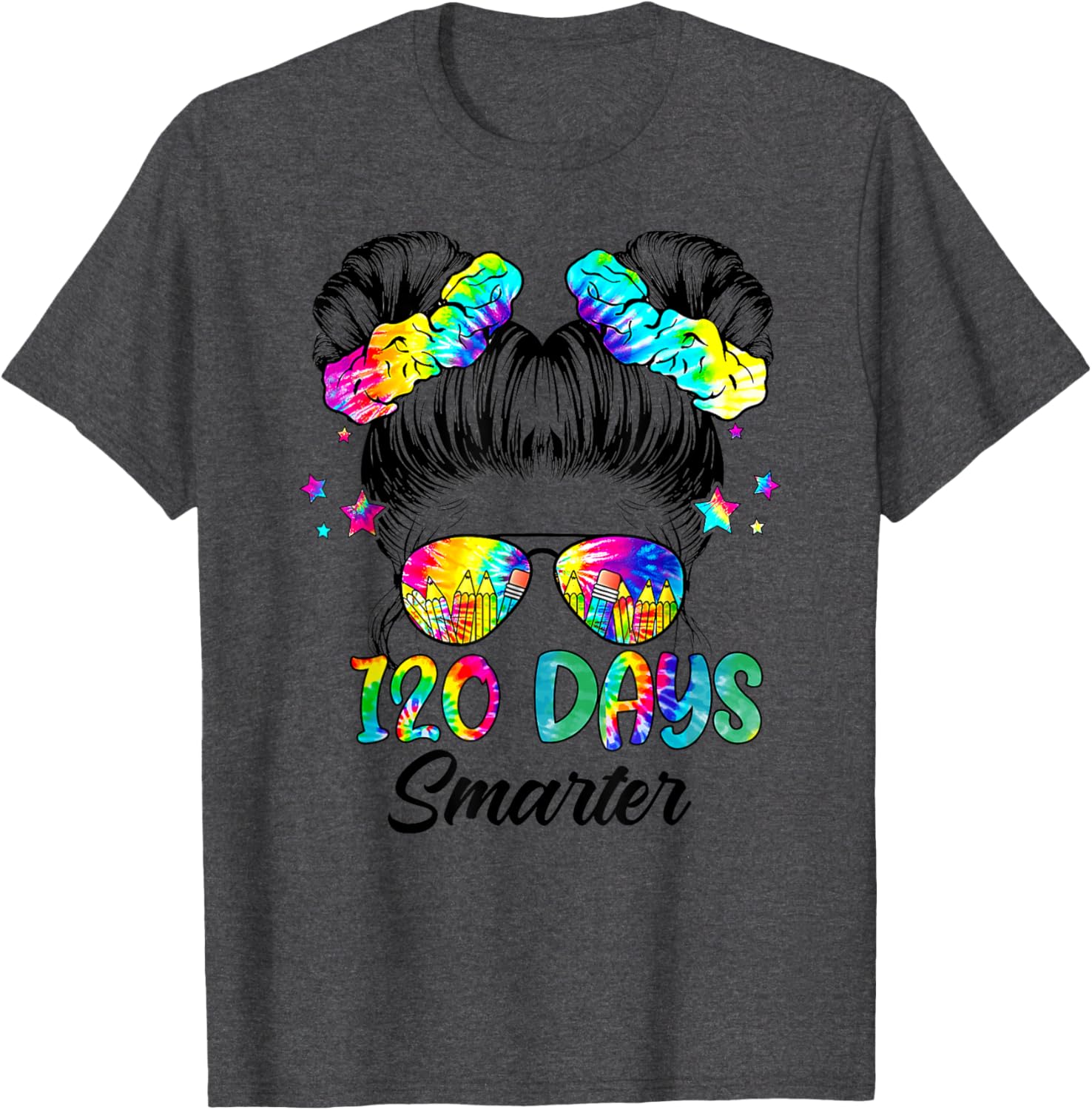 Messy Bun 120 Days of School Tie Dye Shirt for Smart Students - 18