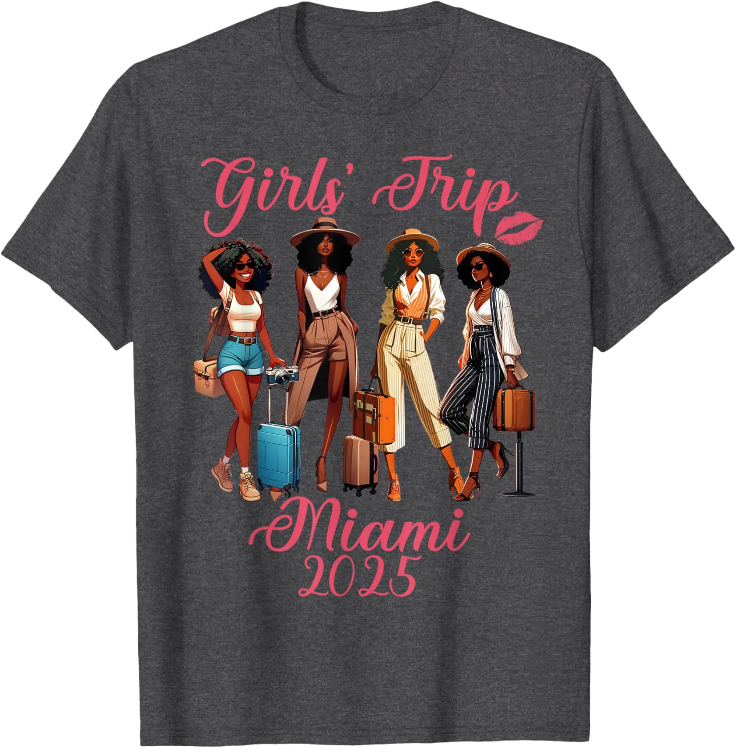 Miami Girls Trip 2025 Birthday Squad T-Shirt for Black Girls Fun Vacation - 14