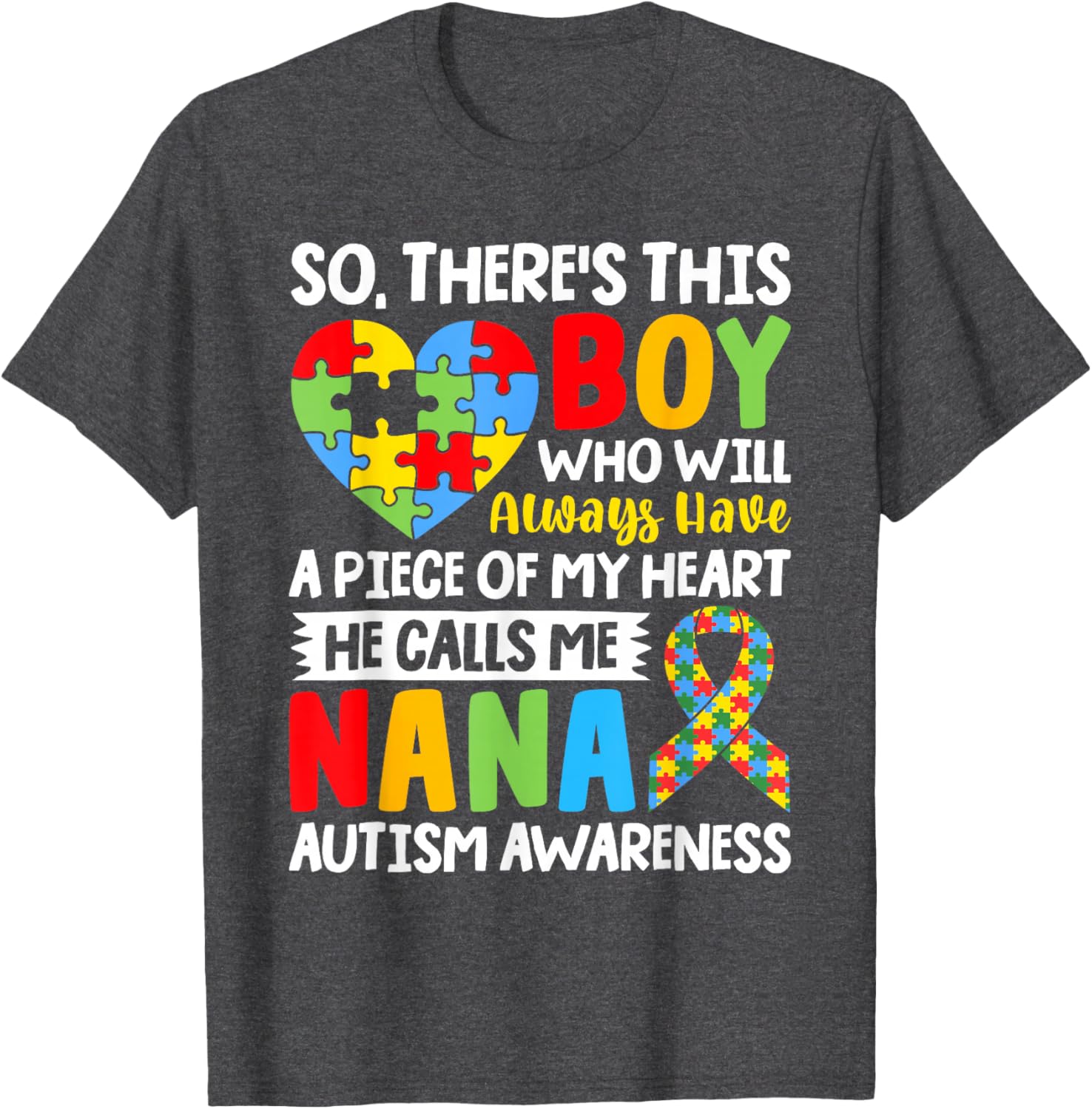 Proud Autism Grandma T-Shirt Heart Design for Nana Autism Awareness - 12