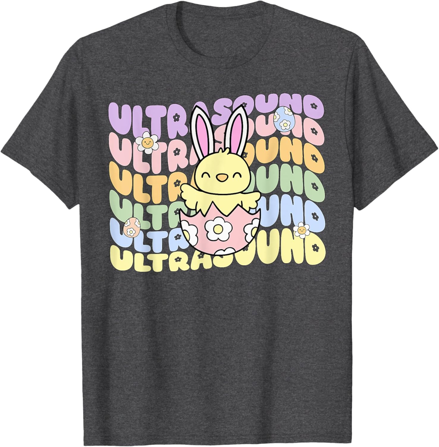 Groovy Easter Sonographer Bunny Chick Eggs T-Shirt for Ultrasound Lovers - 21