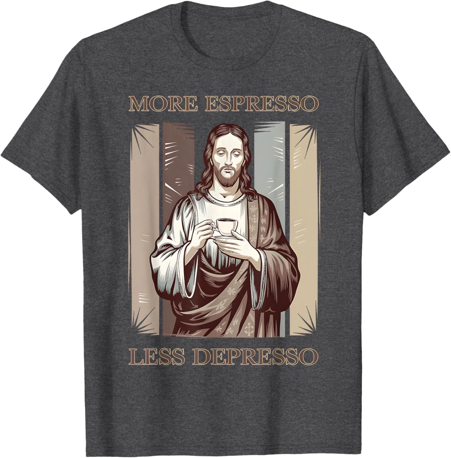 Jesus More Espresso Less Depresso Retro Coffee Lover T-Shirt - 11
