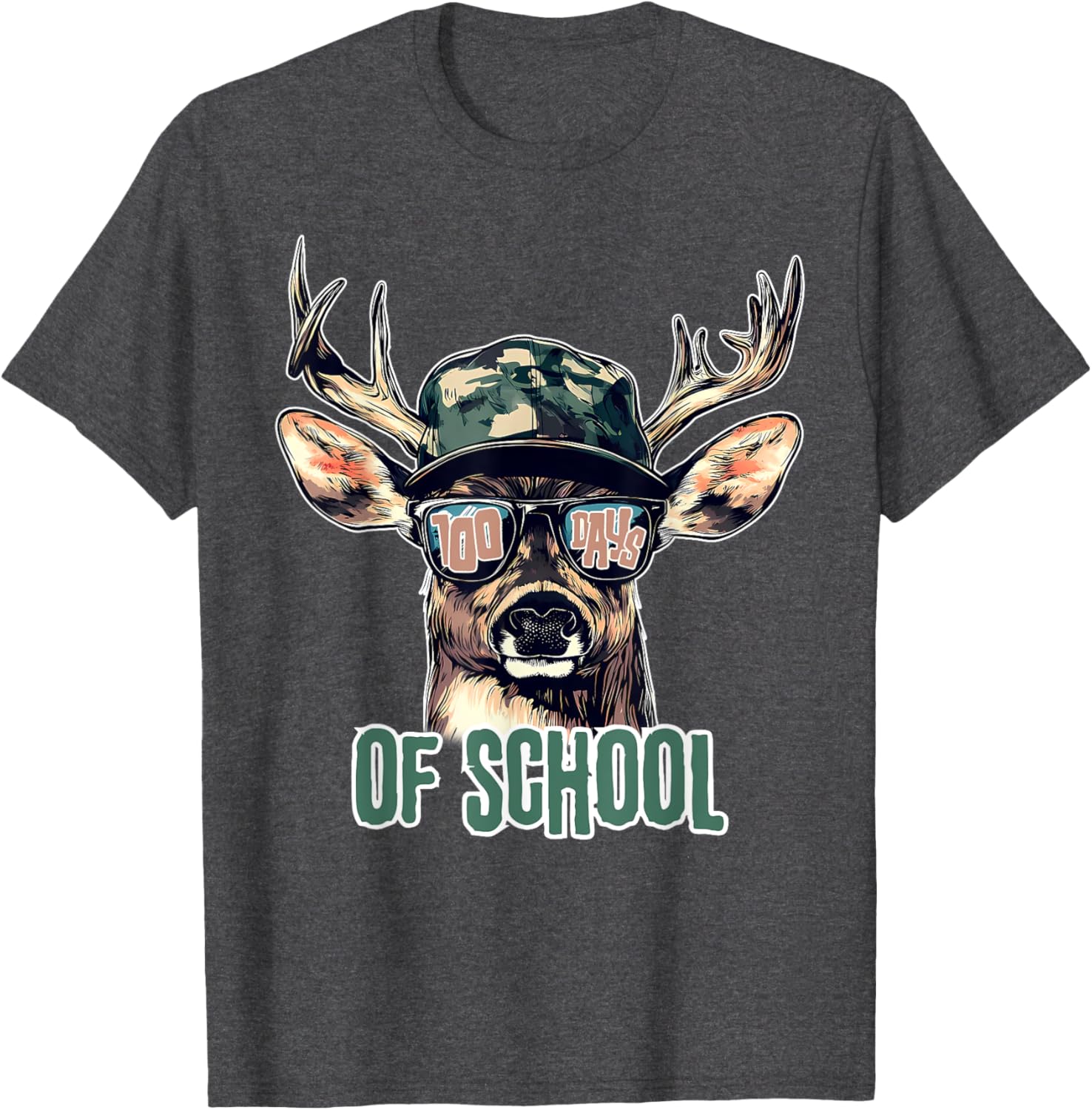 Bucked 100 Days of School Deer Hunting T-Shirt for Kids and Teens - 12