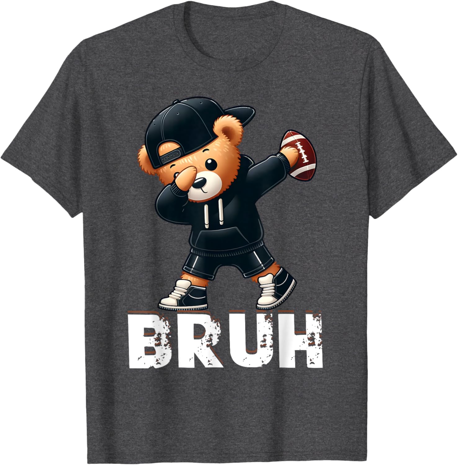Funny Bruh Hip Hop Teddy Bear Dabbing Football T-Shirt for Boys - 7