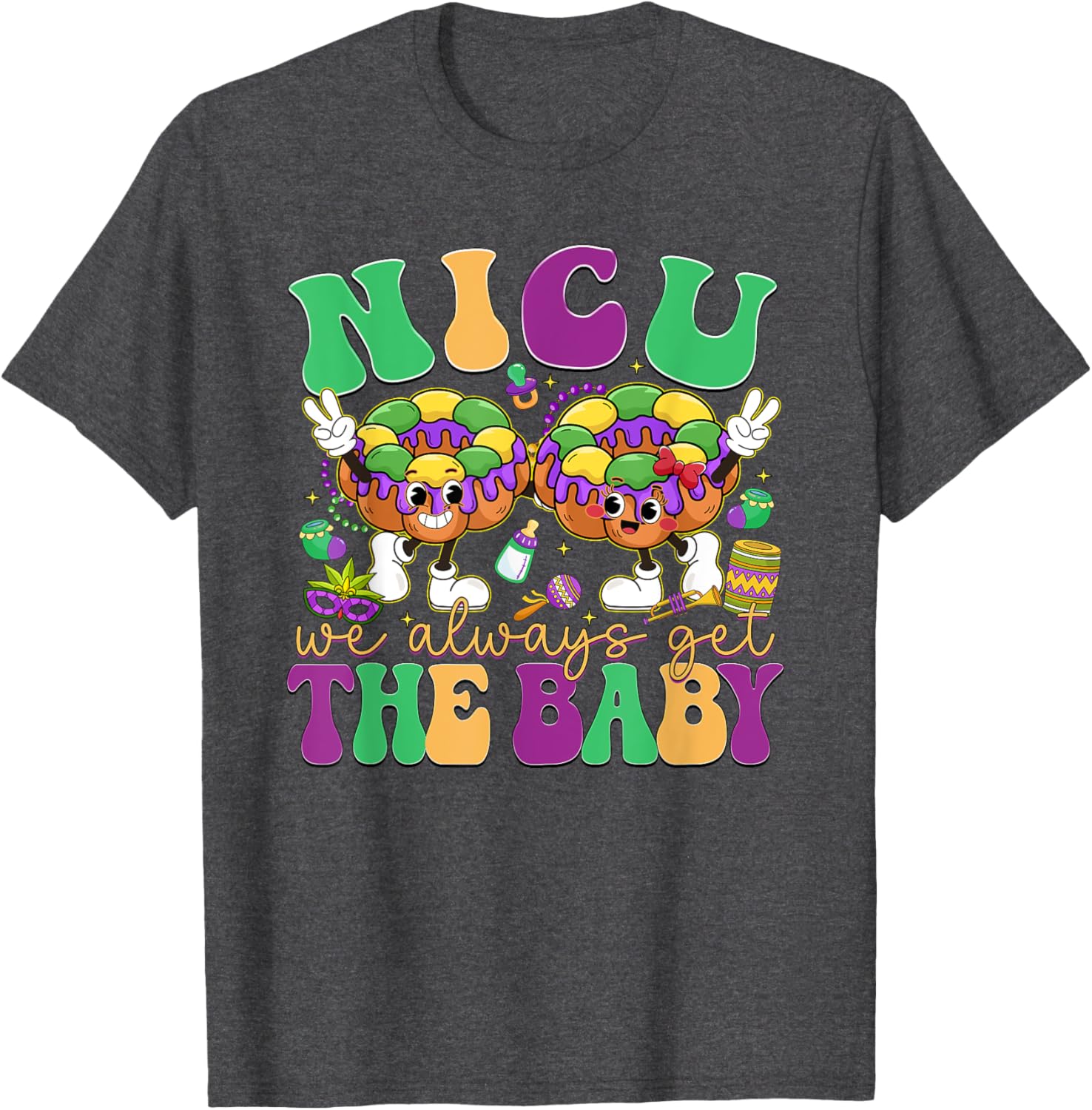 Retro NICU Nurse Mardi Gras T-Shirt for Baby Lovers and Caregivers - 2