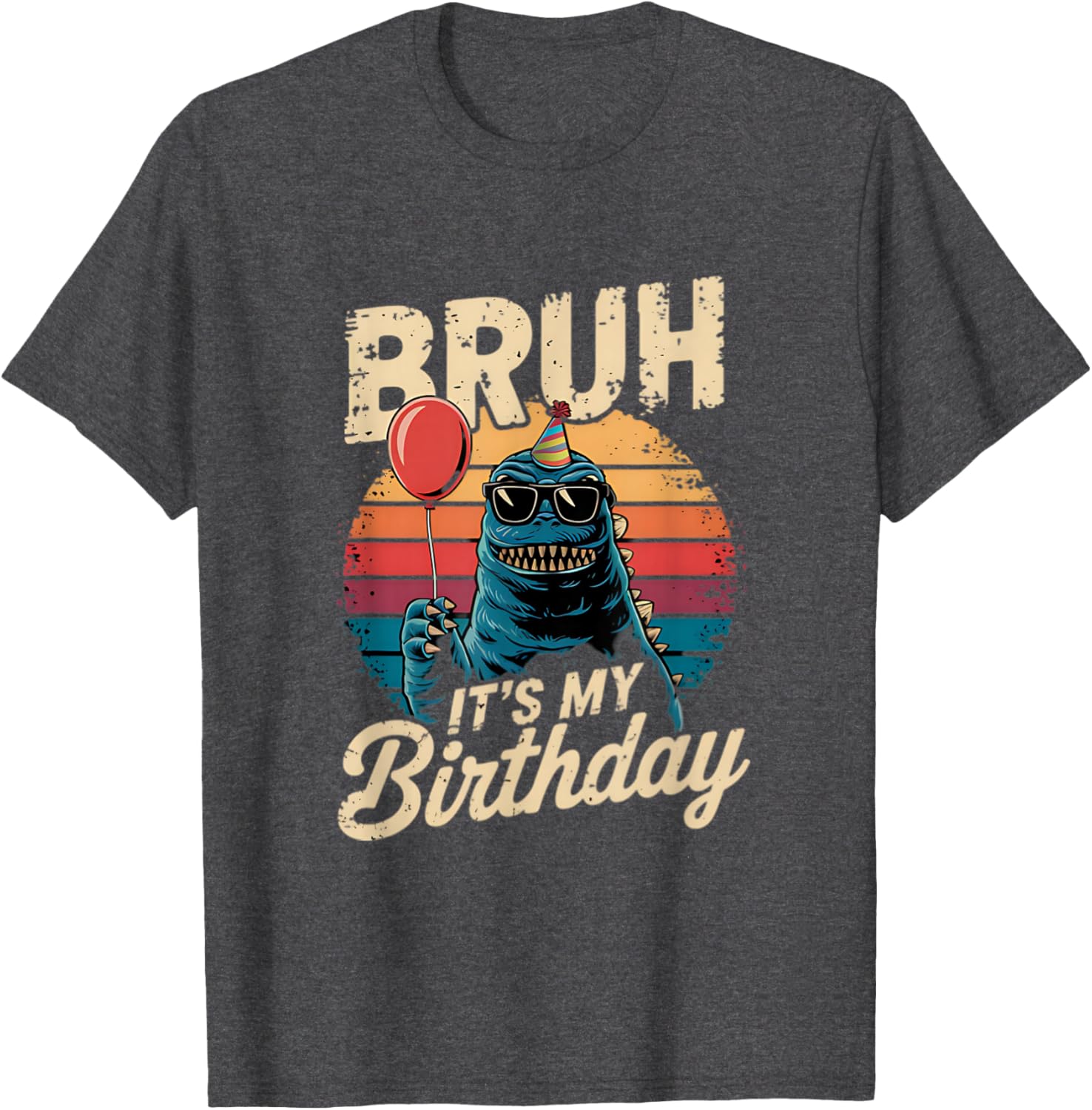 Birthday Kaiju Monster T-Shirt with Retro Sunset Adventure Design - 1