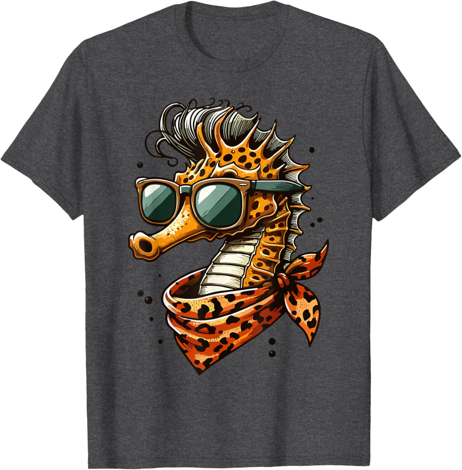 Seahorse with Leopard Scarf and Sunglasses Fun T-Shirt for Animal Lovers - 29