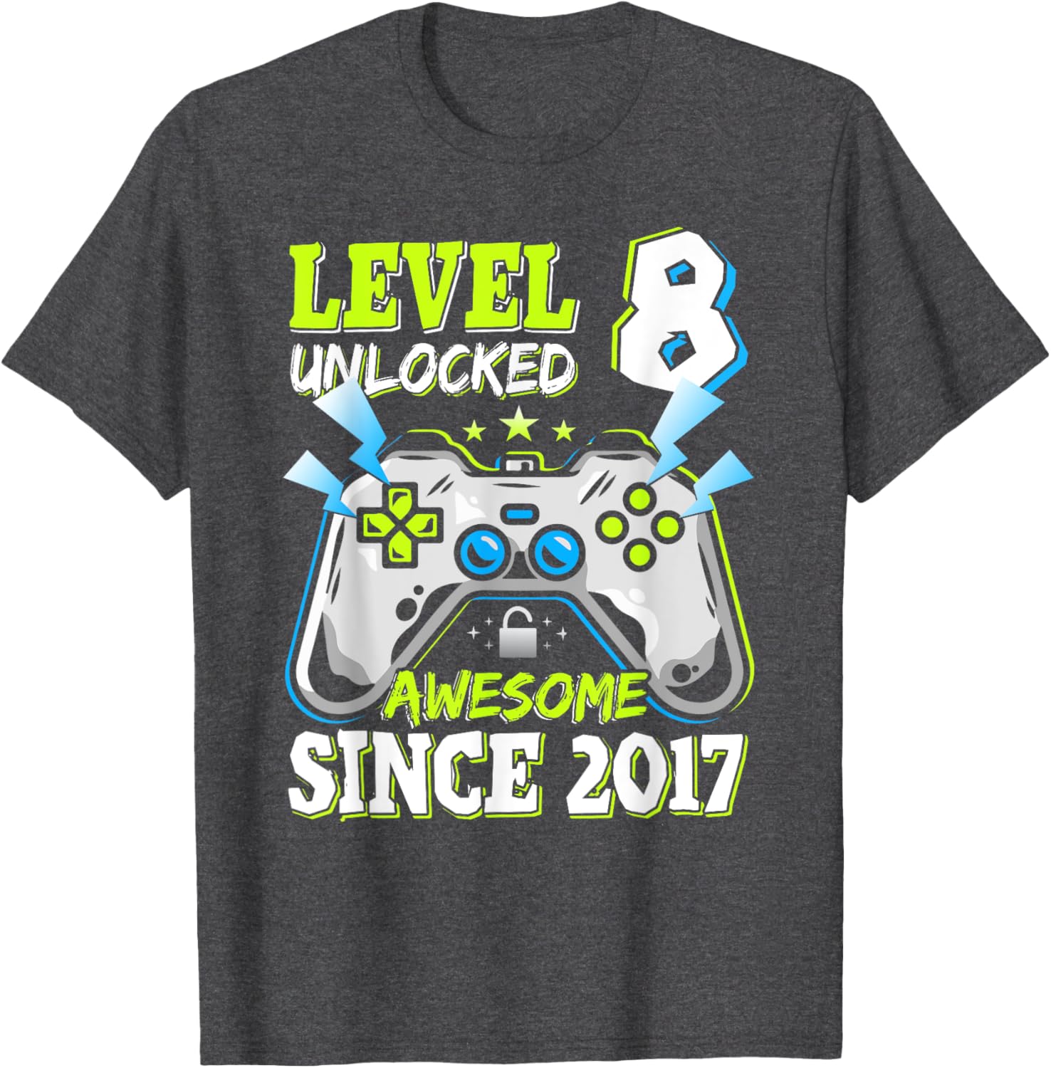Level 8 Unlocked 2017 Video Game Birthday T-Shirt for Boys - 4
