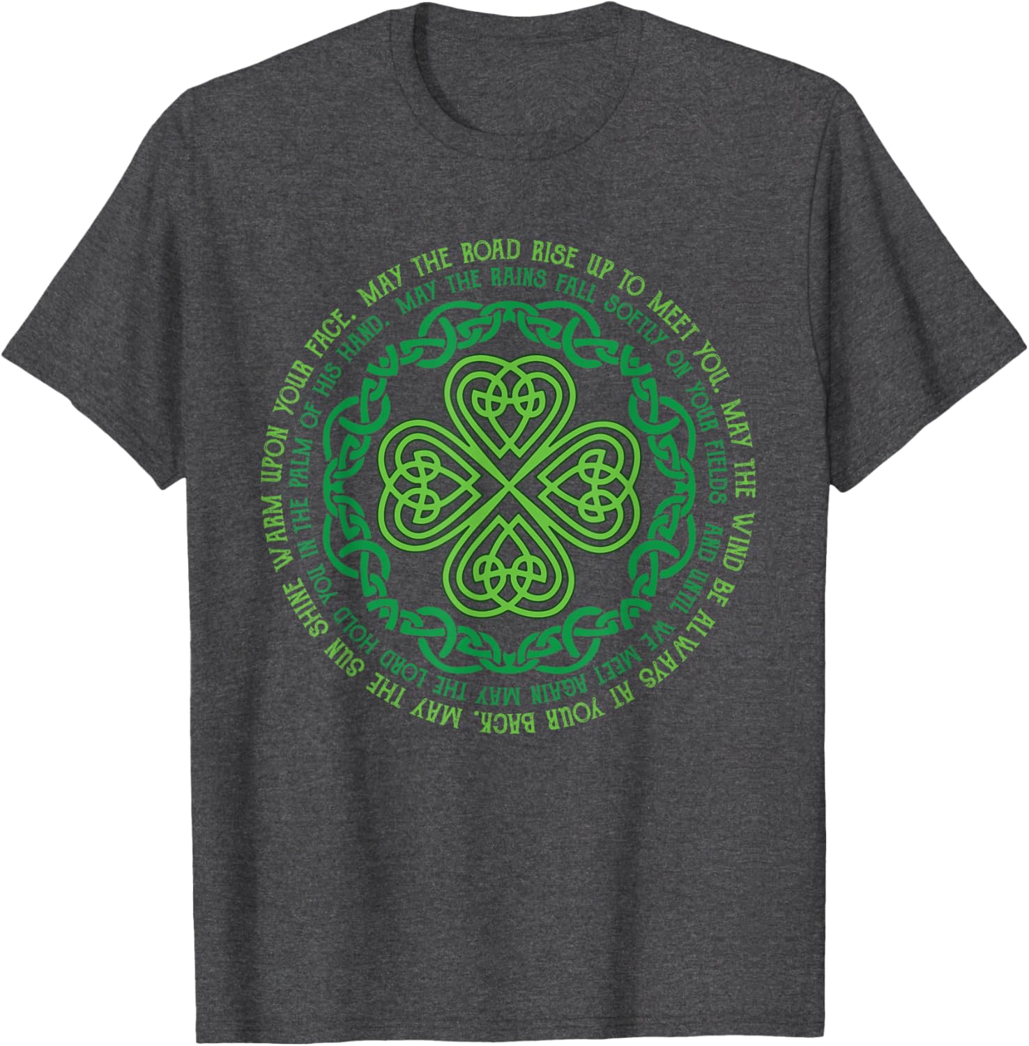 Irish Blessing T-Shirt with Celtic Knot and 4-Leaf Clover Design - 16