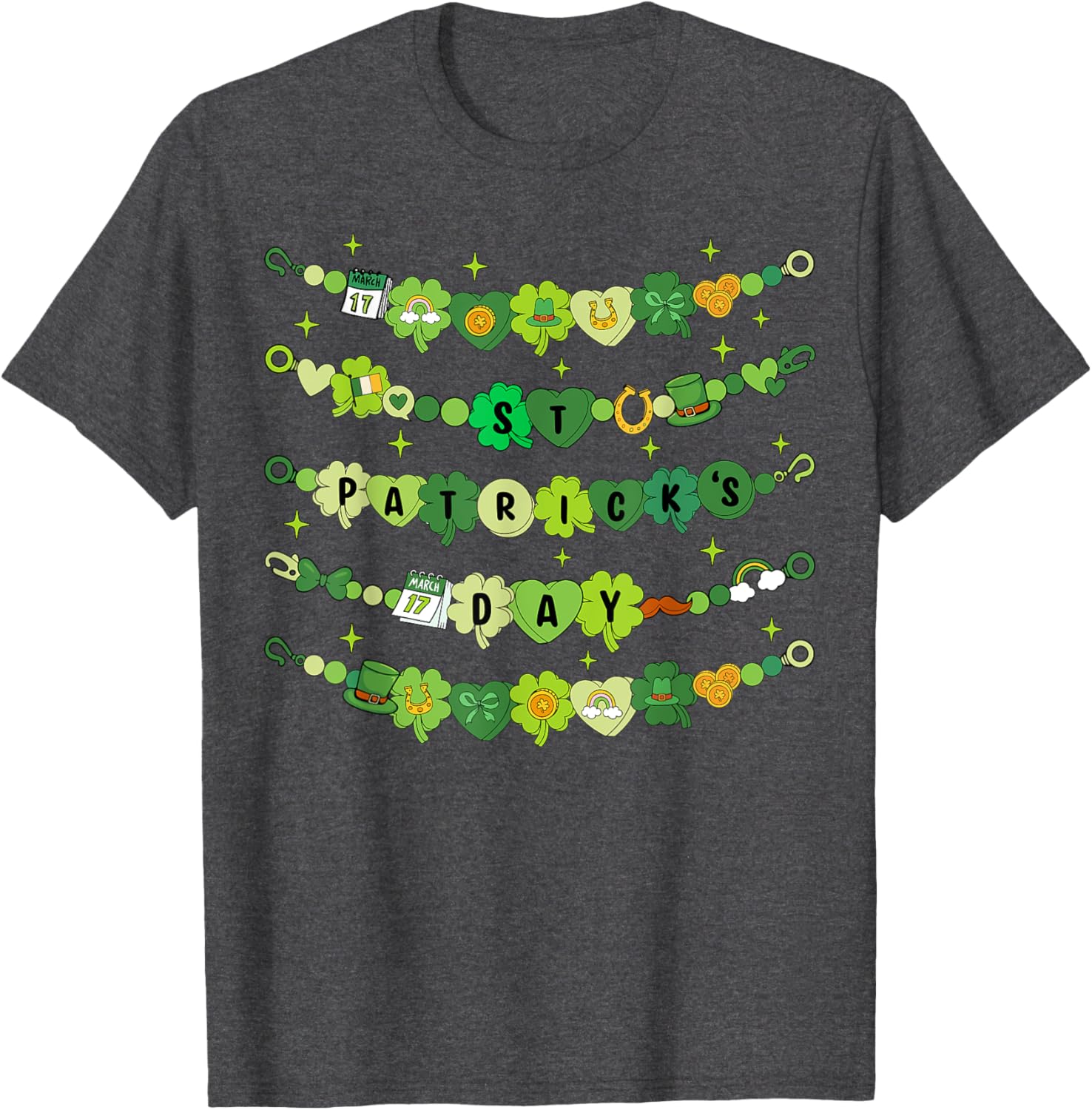 Happy St Patricks Day Friendship Bracelet T-Shirt for Girls - 10