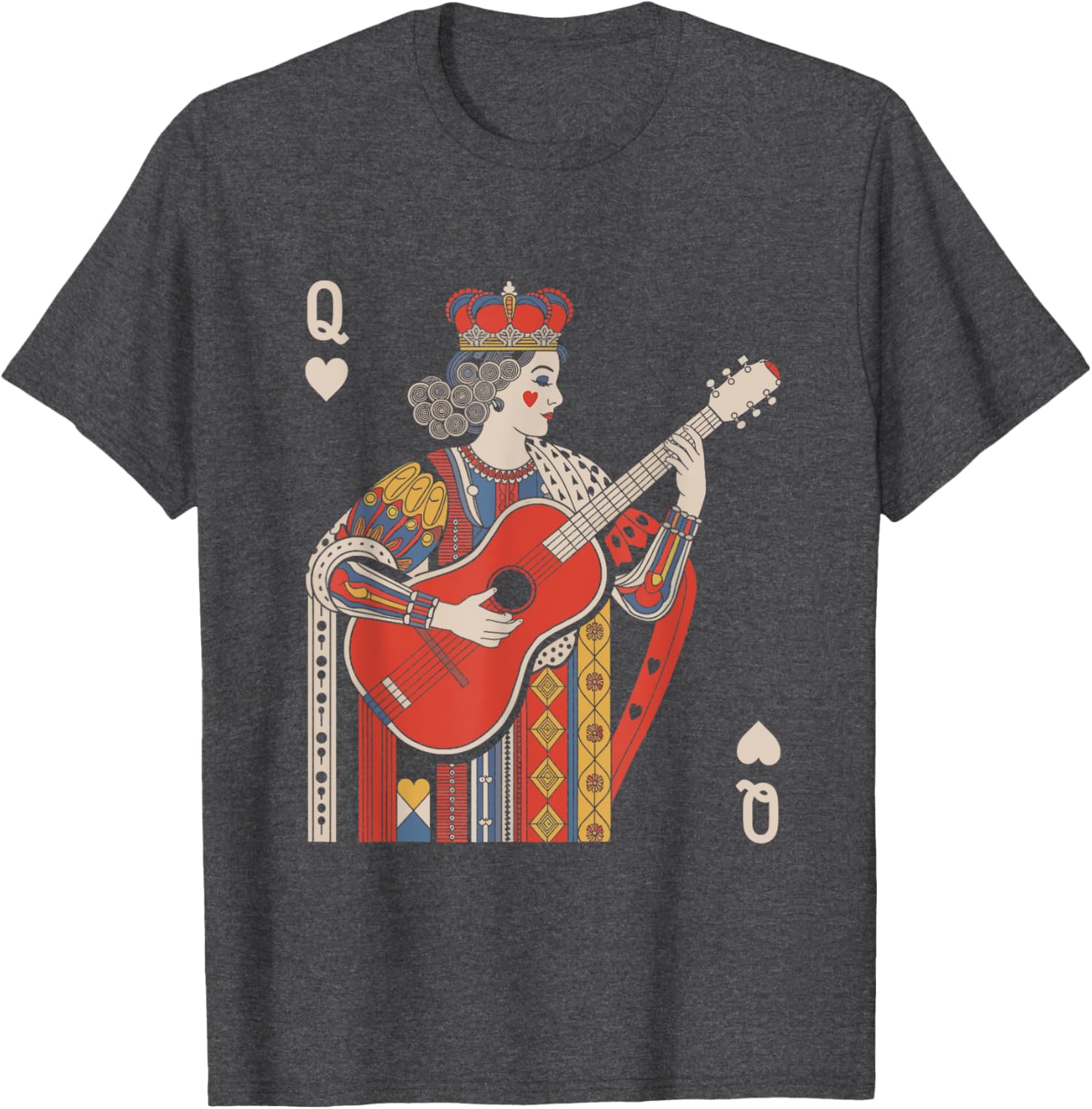 Queen of Playing Guitar Vintage Card T-Shirt for Music Lovers - 4
