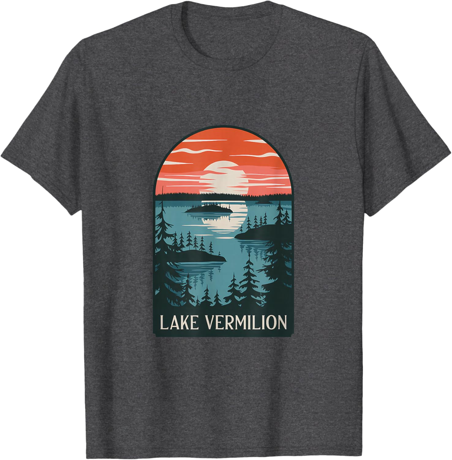 Lake Vermilion Sunset Reflection T-Shirt for Nature Lovers and Adventurers - 17