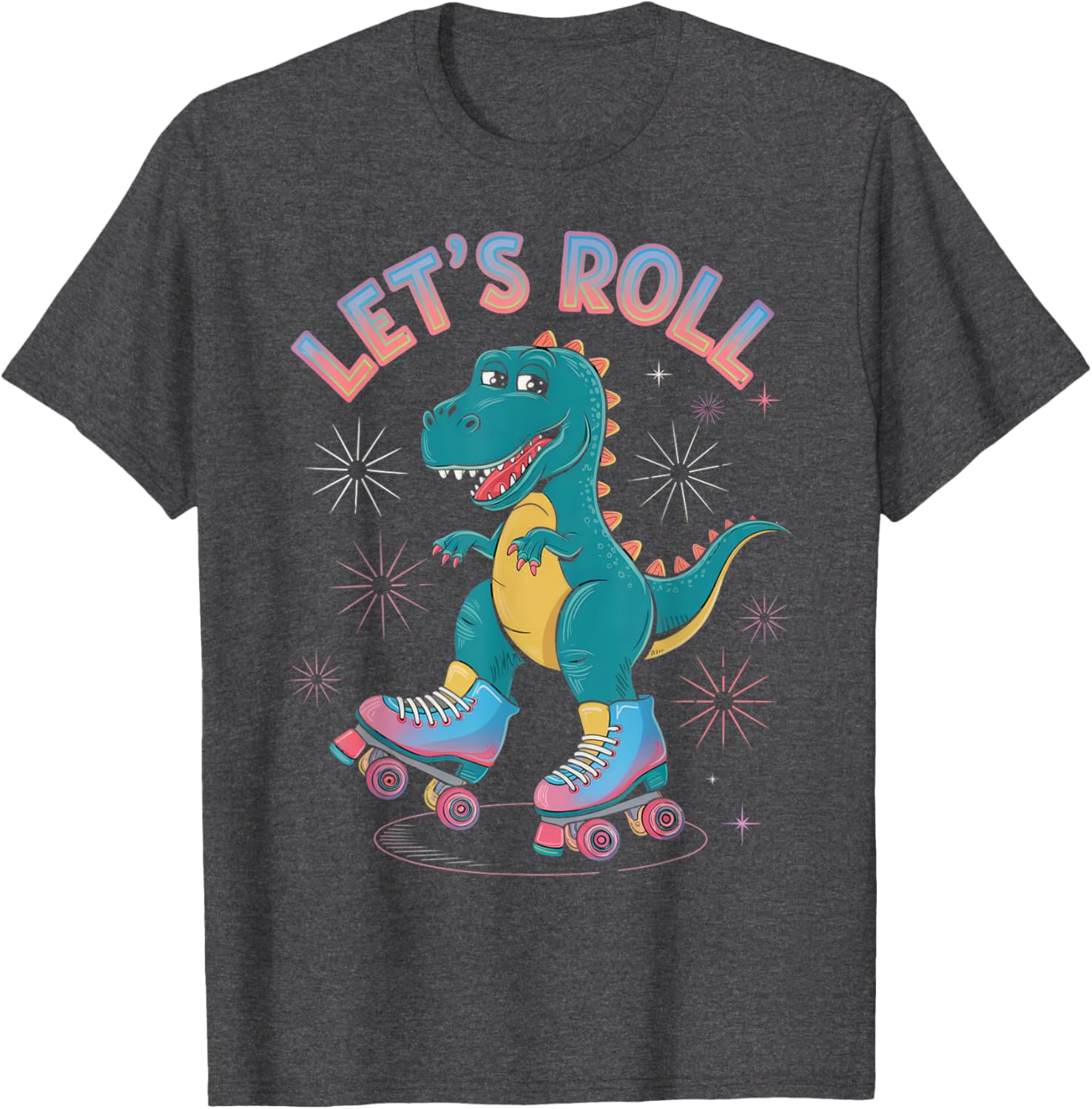 Dinosaur Roller Skates Women's T-Shirt Perfect for Roller Skating Parties - 4
