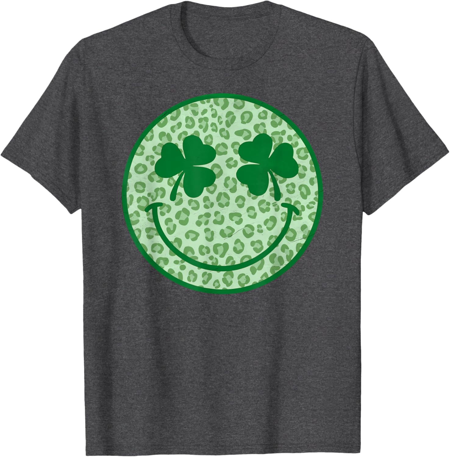 Smile Happy St Patricks Day Retro Shamrock Leopard T-Shirt for Fun Style - 14