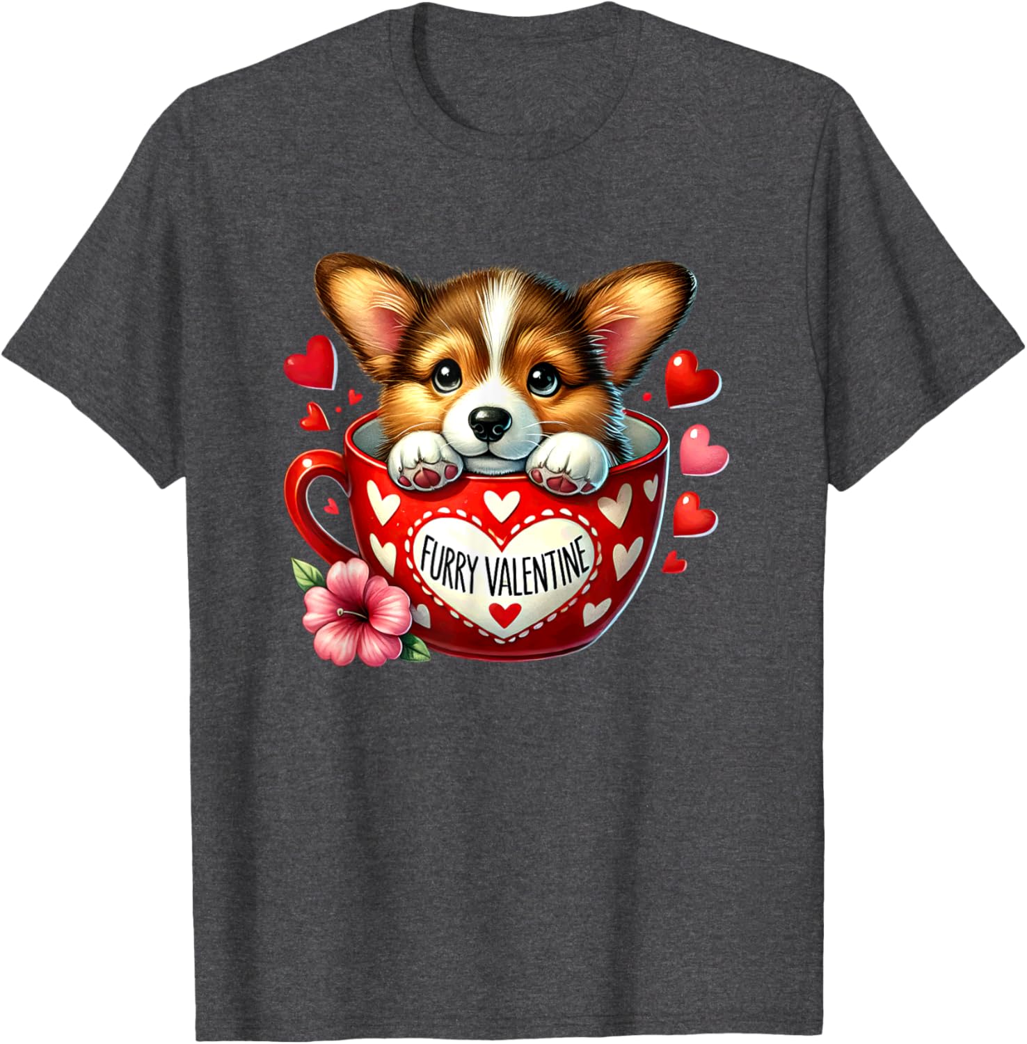 Furry Valentine Corgi Puppy Love T-Shirt for Dog Lovers and Friends - 4