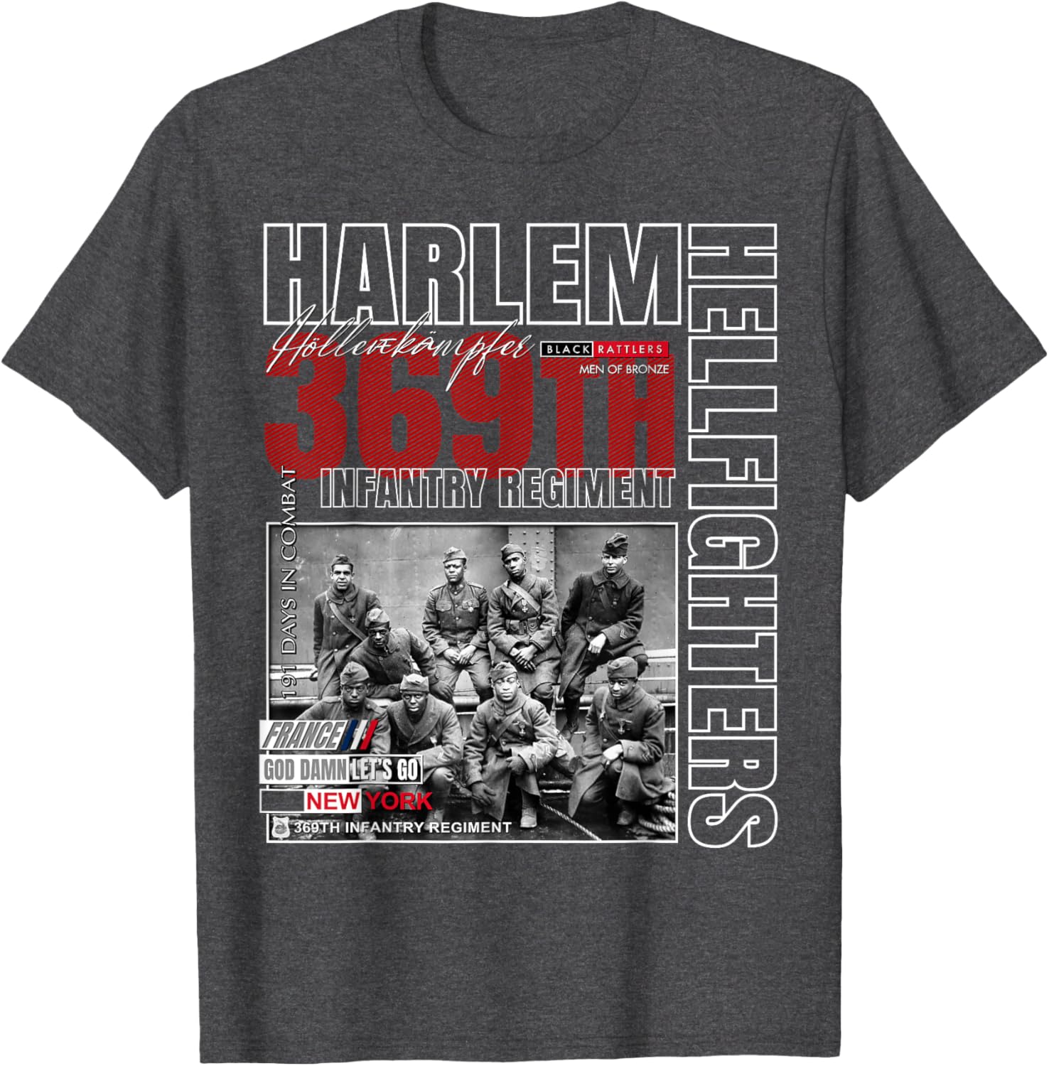 Honoring Harlem Hellfighters T-Shirt for 369th Infantry Regiment Fans - 1