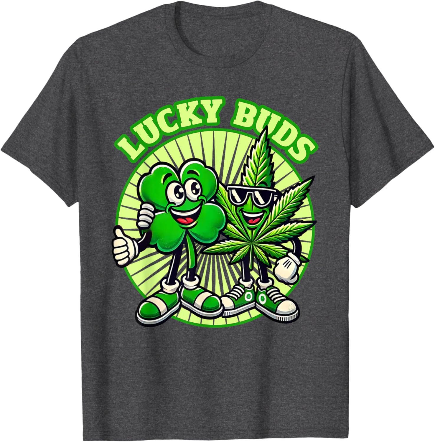 Lucky Buds St. Patrick's Day Retro Clover Weed T-Shirt for High Spirits - 13