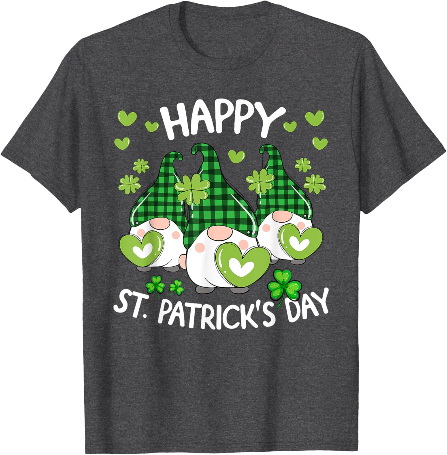 Happy St Patricks Day Gnome Shamrock T-Shirt for Women and Kids - 21