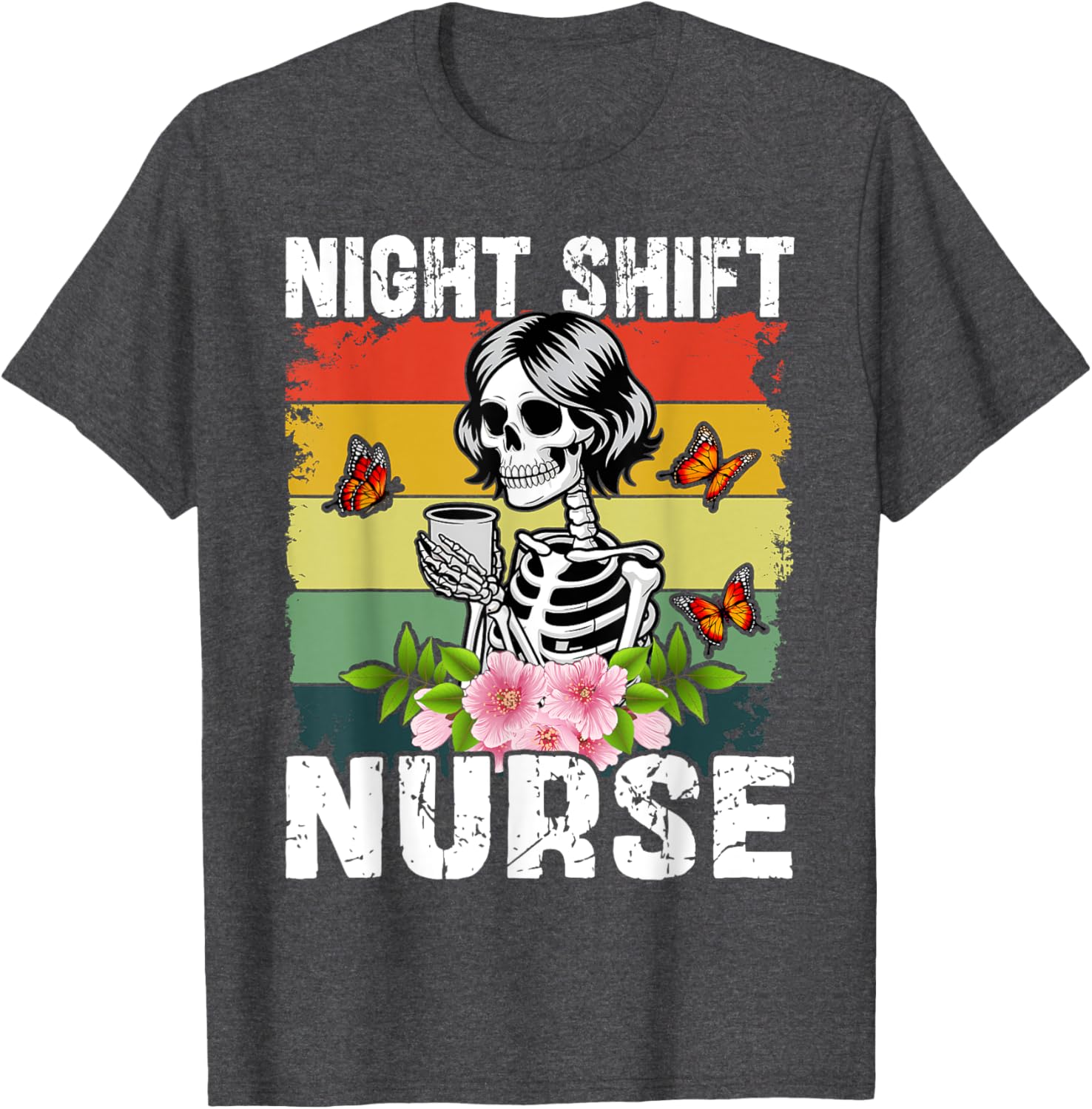 Funny Night Shift Nurse Skeleton T-Shirt for Healthcare Professionals - 1