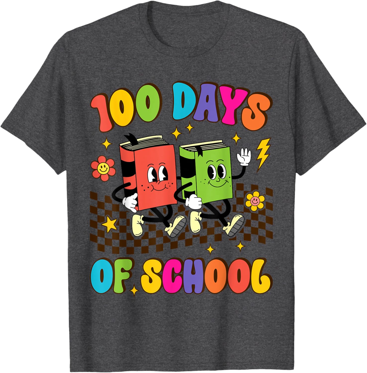 Groovy 100 Days of School T-Shirt for Kids and Teachers Fun Shirt - 7