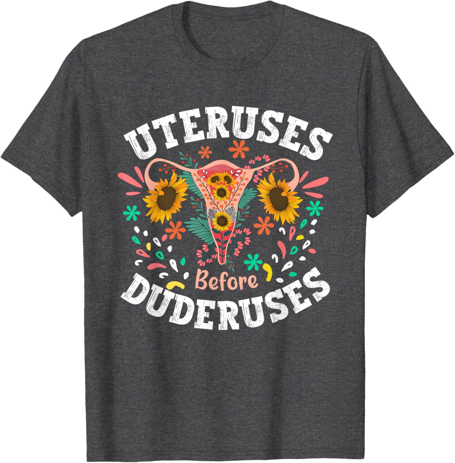 Galentines Day Floral Uterus T-Shirt for Feminist Empowerment Support - 9