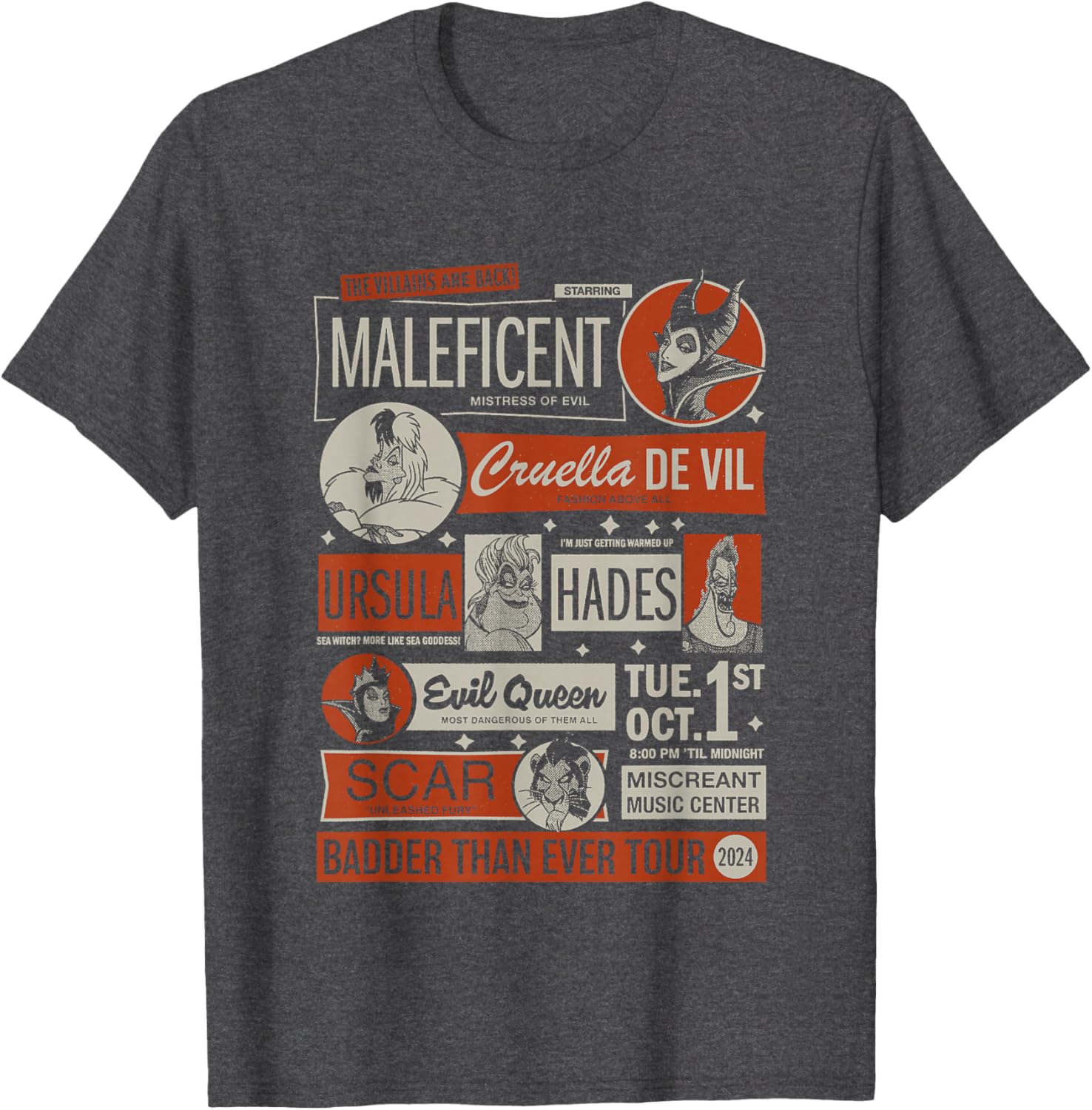 Disney Villains Retro Poster T-Shirt Unleash Your Dark Side in Style - 5