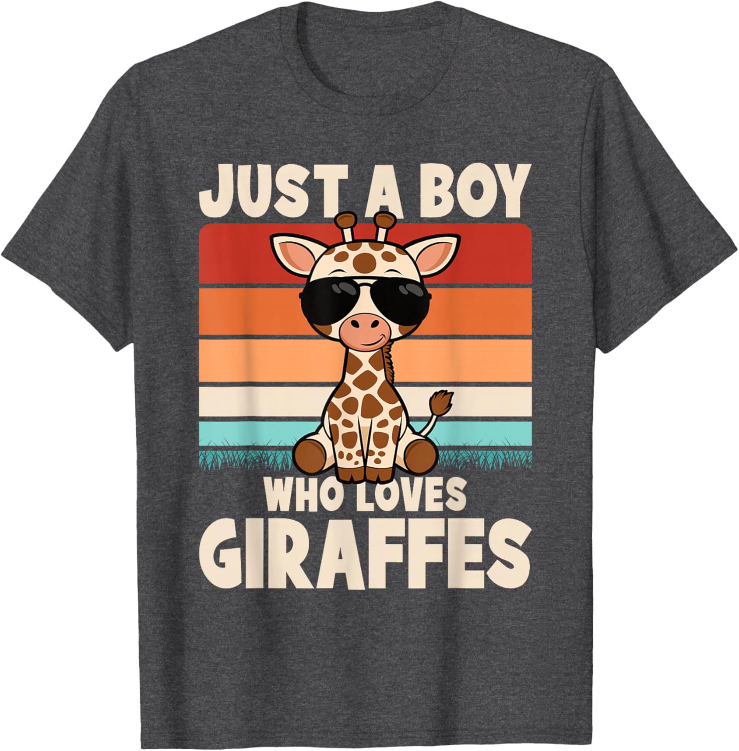 Just A Boy Who Loves Giraffes Retro Wild Animal Kids T-Shirt - 4