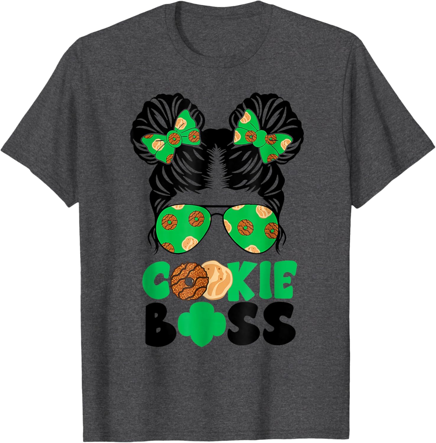 Scout Cookie Boss Girls Messy Bun Sunglasses T-Shirt for Kids - 3