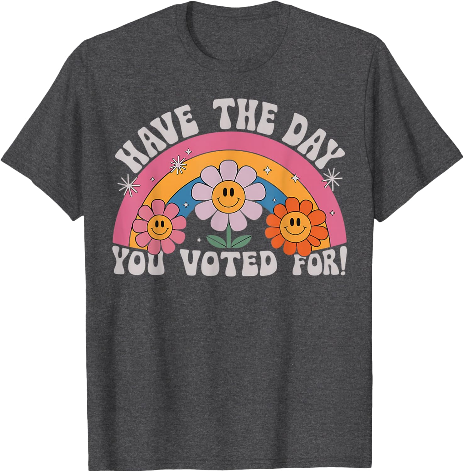 Funny Groovy Rainbow Flower T-Shirt Perfect for Voting Day Pride - 8