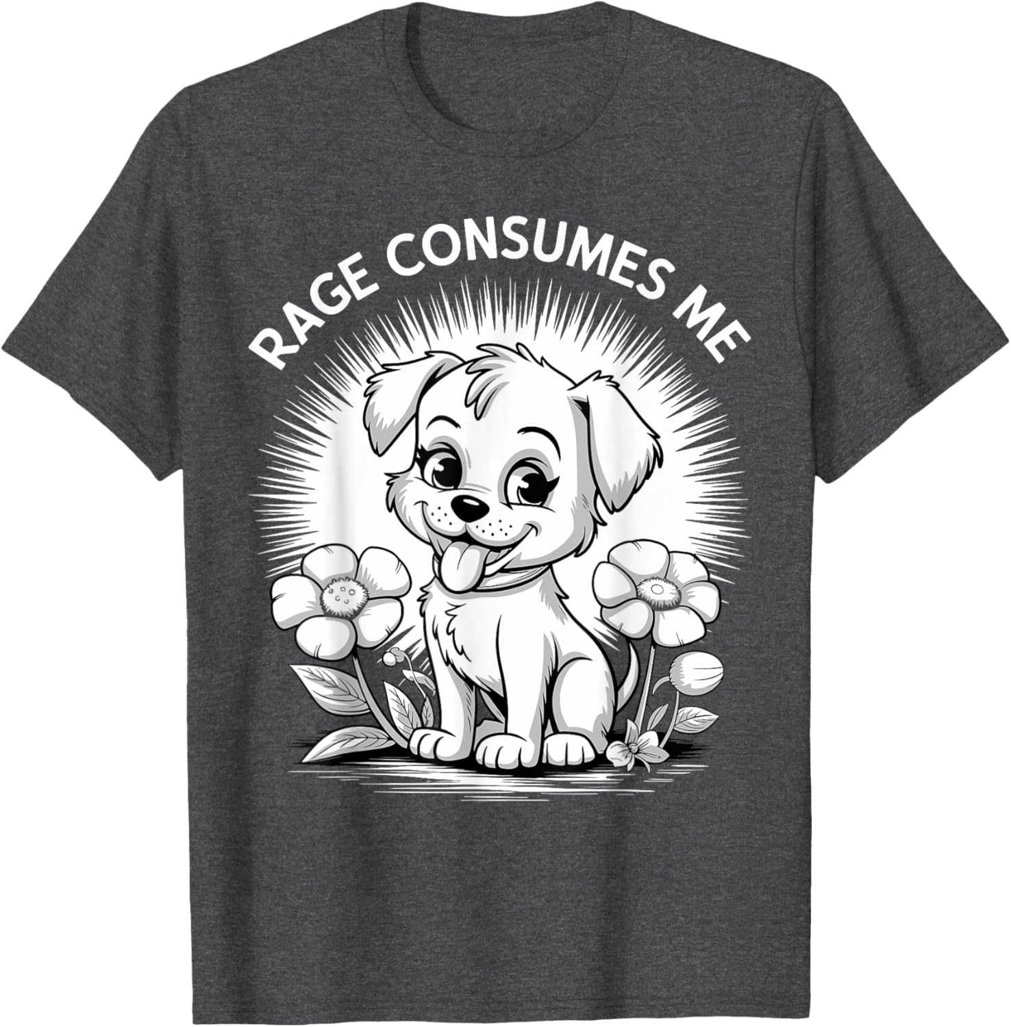 Cute Funny Puppy Rage Flower Meme Retro T-Shirt for Dog Lovers - 7