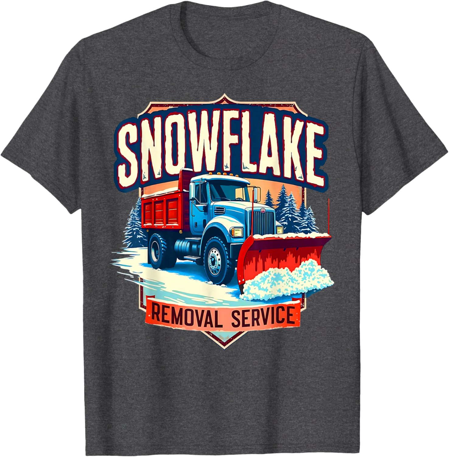 Snowflake Removal Service Truck Winter Supporter T-Shirt for Snow Days - 15