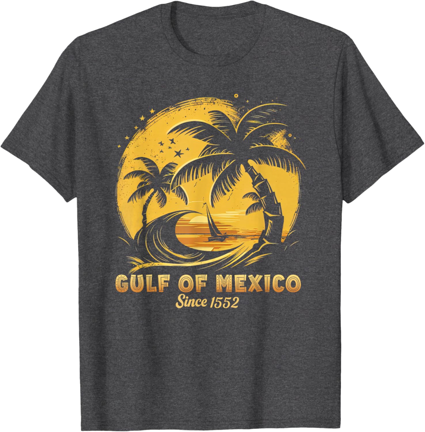Gulf of Mexico T-Shirt with Palm Trees and Sailboat Design - 11