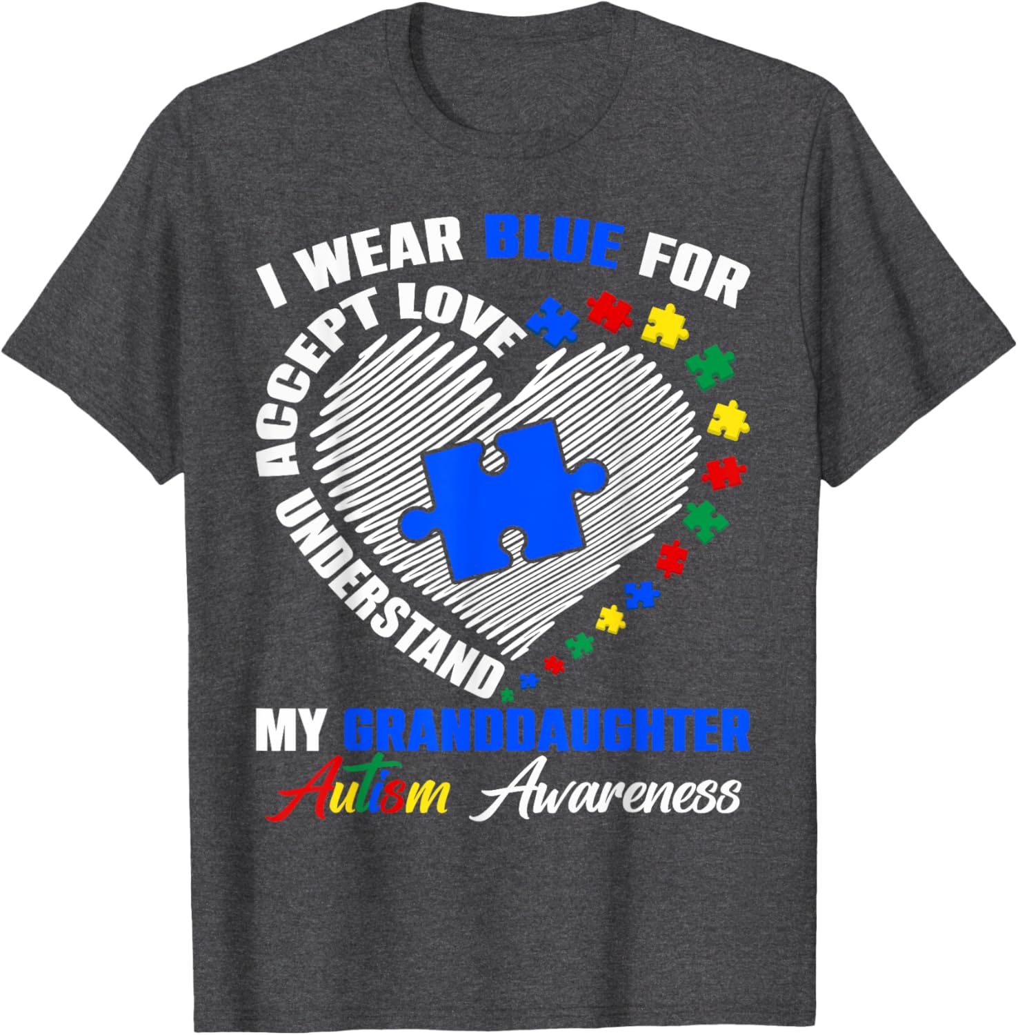 Blue Puzzle Pie T-Shirt for Autism Awareness - Perfect for Granddaughters - 3