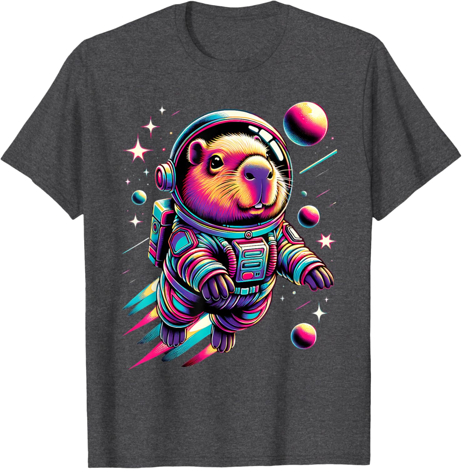 Adorable Space Capybara Astronaut T-Shirt for Animal Lovers - 8