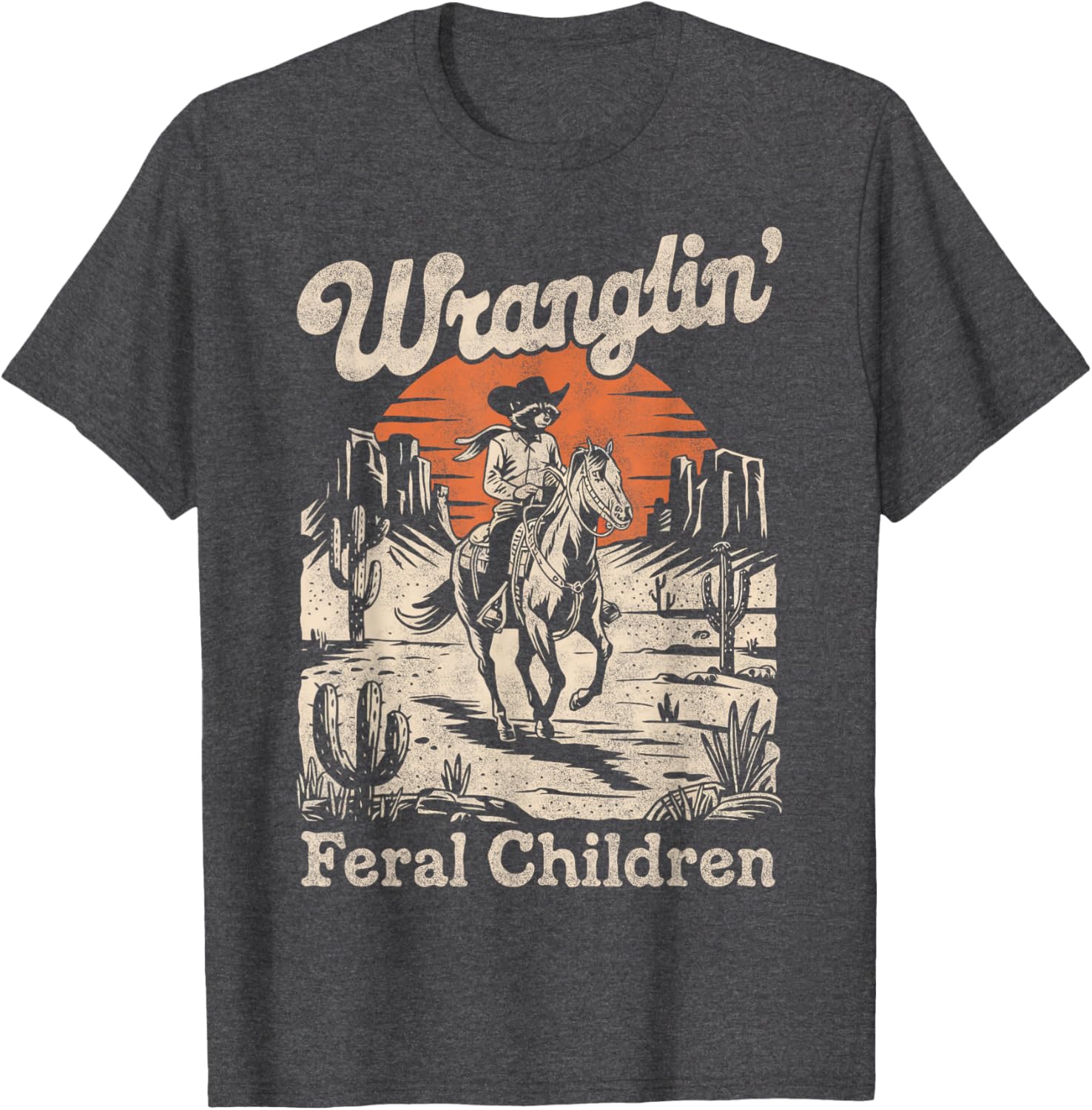 Wranglin Feral Children Raccoon T-Shirt Retro 90s Cowboy Style - 8