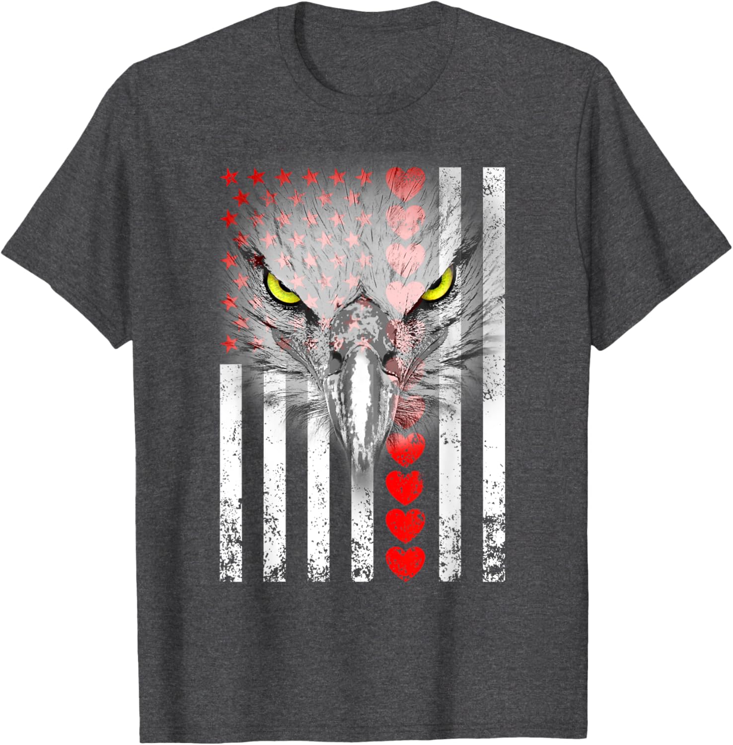 Happy Valentine's Day Eagle T-Shirt for Animal Lovers with Hearts & Flag - 15