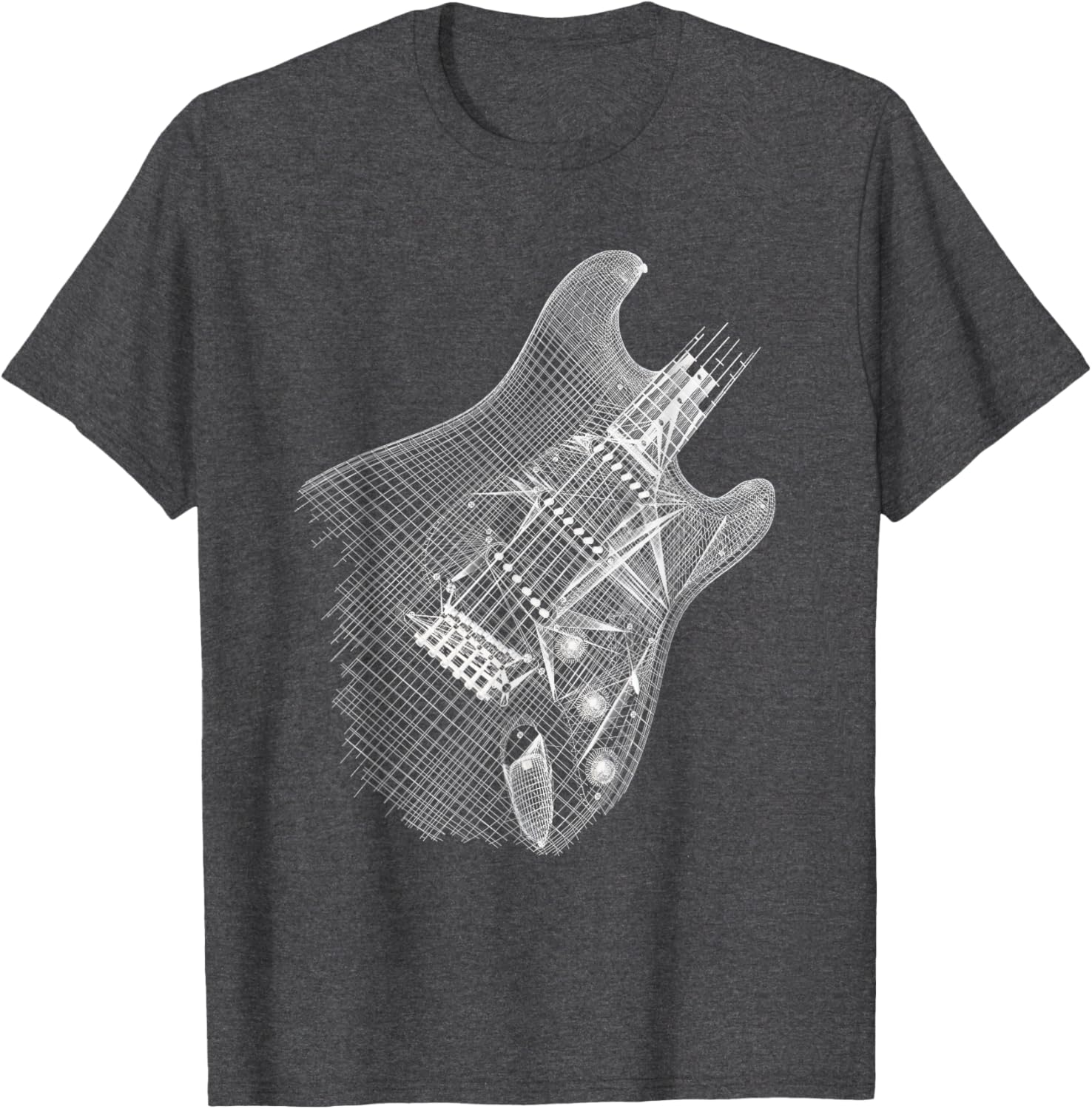 Guitar Wireframe Design T-Shirt for Musicians and Guitarists - 12
