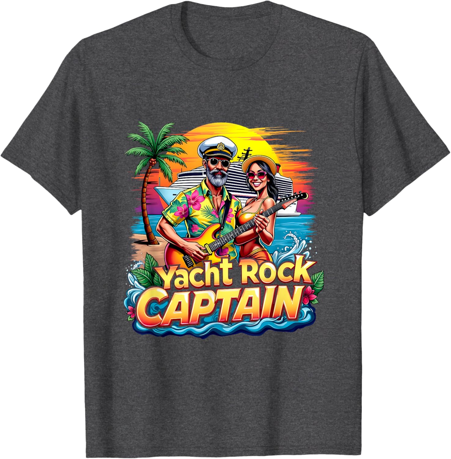 Retro Yacht Rock Captain Tropical Cruise Squad T-Shirt for Fun Parties - 14