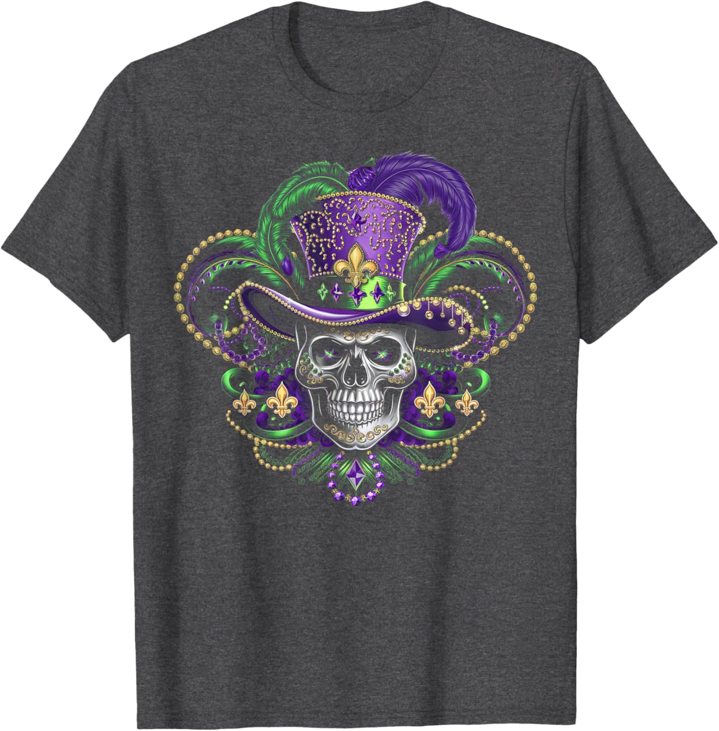 Vibrant Sugar Skull Witch T-Shirt for Mardi Gras and Halloween Fun - 6